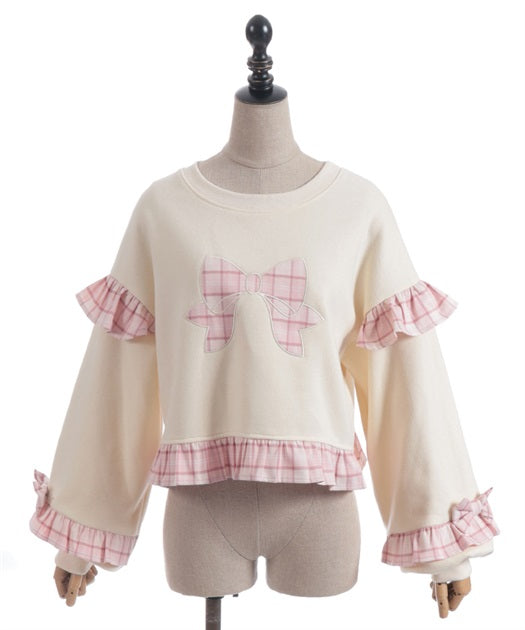 Ribbon Patch Cropped Pullover