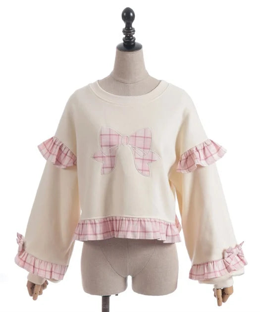 Ribbon Patch Cropped Pullover