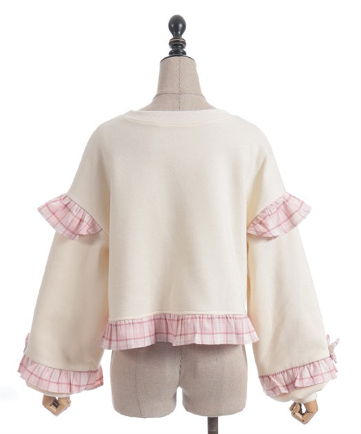Ribbon Patch Cropped Pullover
