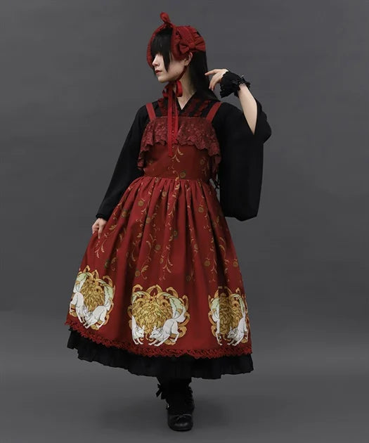 Chrysanthemum & Fox Pattern Jumperskirt