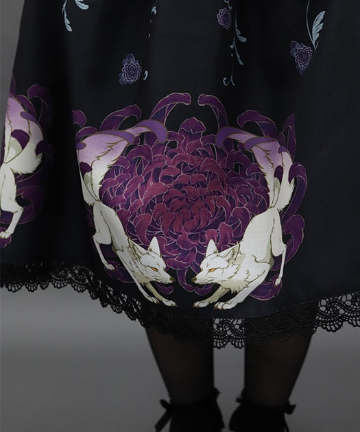 Chrysanthemum & Fox Pattern Jumperskirt