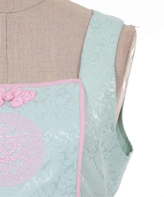 Peony Embroidered Chinese Jumper Skirt