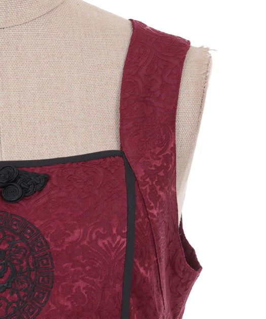 Peony Embroidered Chinese Jumper Skirt