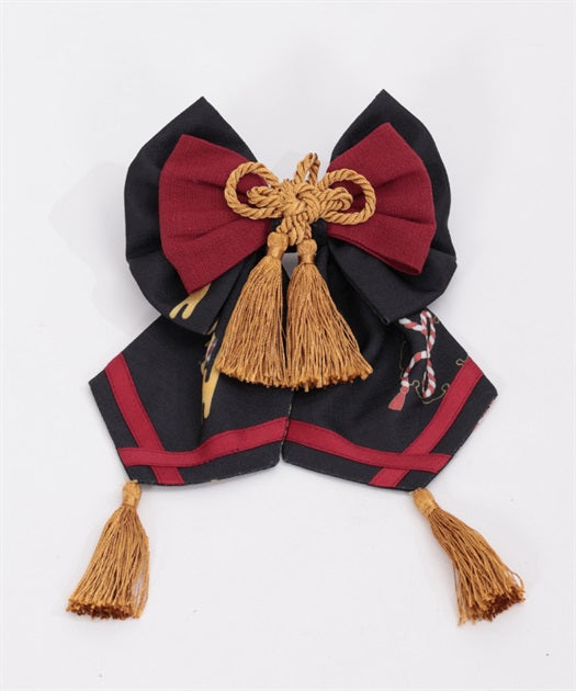 White Foxes of Higan Pattern Ribbon Barrette Clip