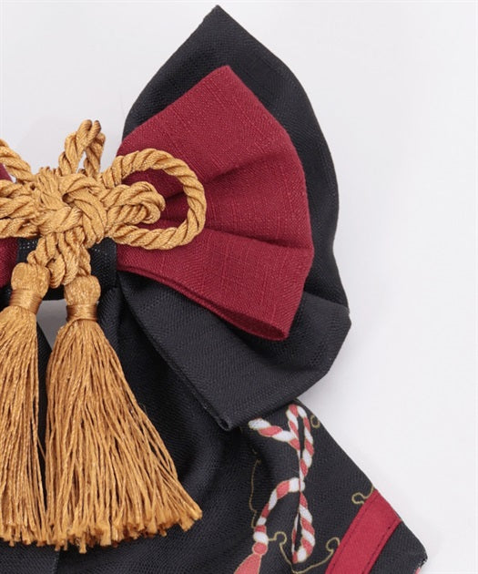 White Foxes of Higan Pattern Ribbon Barrette Clip