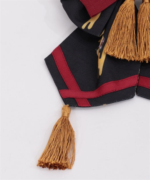 White Foxes of Higan Pattern Ribbon Barrette Clip