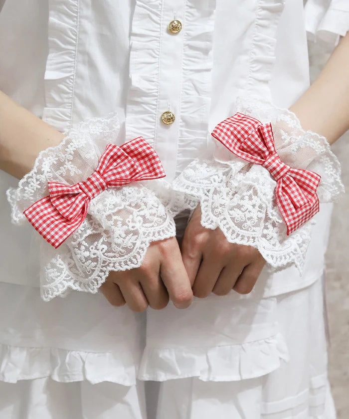 Check Ribbon Wrist Cuffs