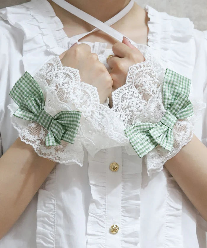 Check Ribbon Wrist Cuffs