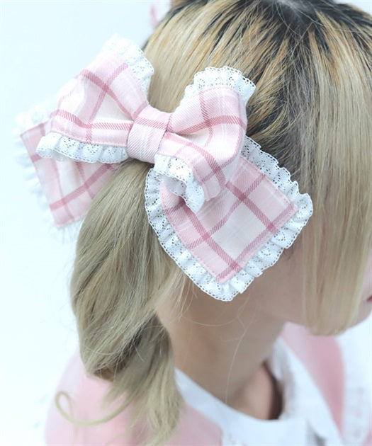 Plaid Ribbon Clip Set