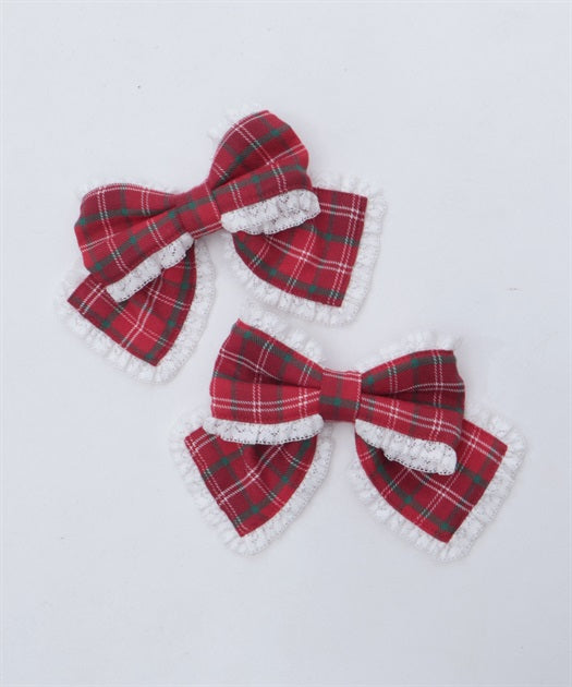Plaid Ribbon Clip Set