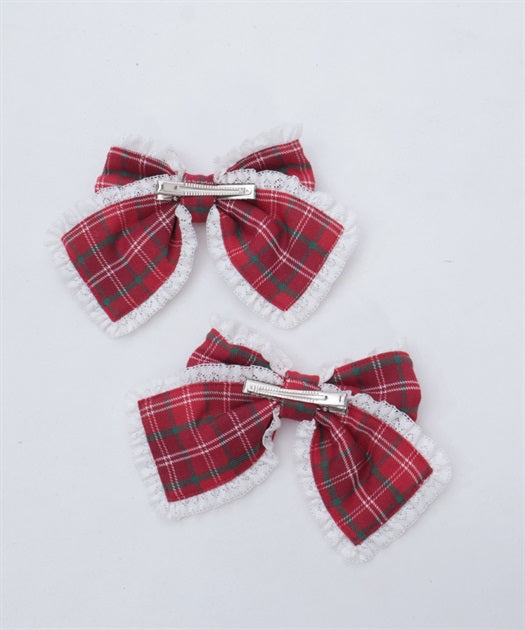 Plaid Ribbon Clip Set