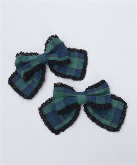 Plaid Ribbon Clip Set