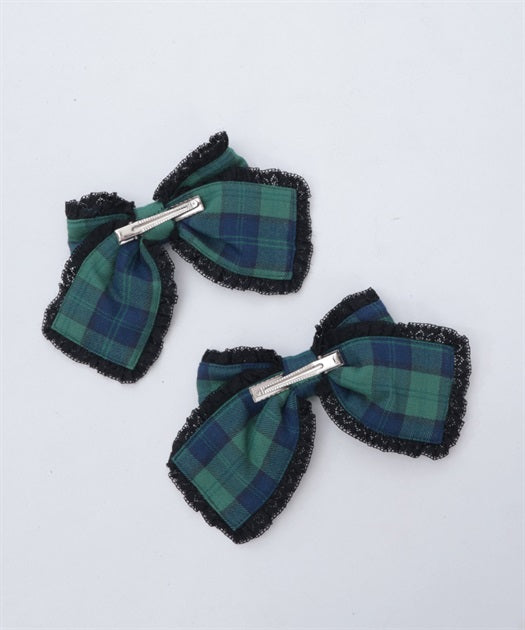 Plaid Ribbon Clip Set
