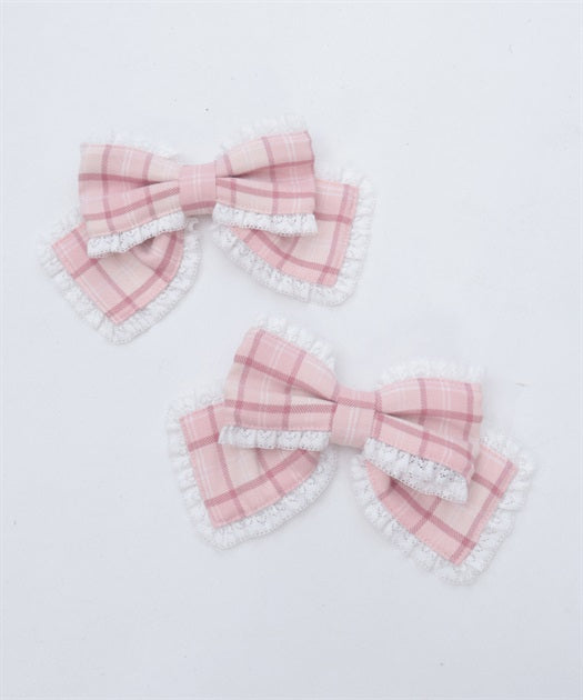 Plaid Ribbon Clip Set