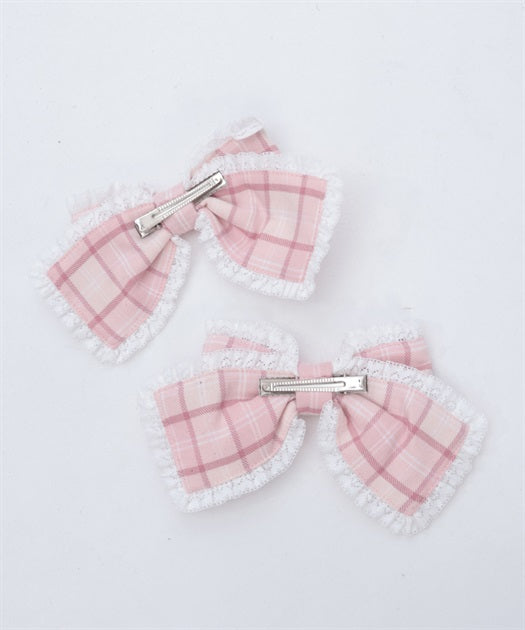 Plaid Ribbon Clip Set