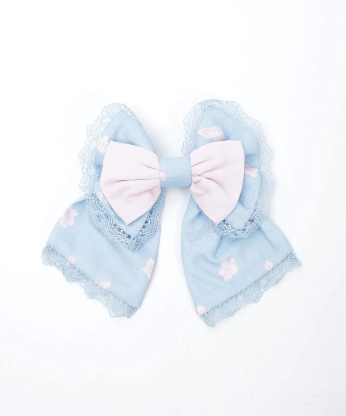Sakura Pattern Ribbon Barrette Clip