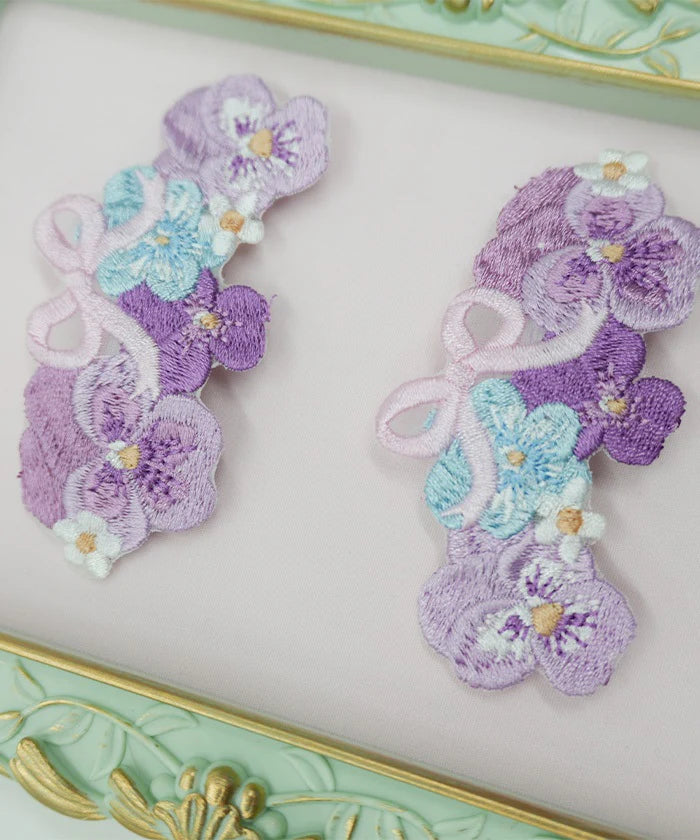 Pansy Embroidery Clip Set