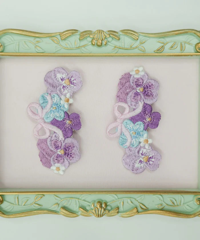 Pansy Embroidery Clip Set