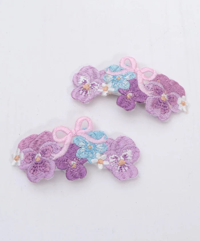 Pansy Embroidery Clip Set
