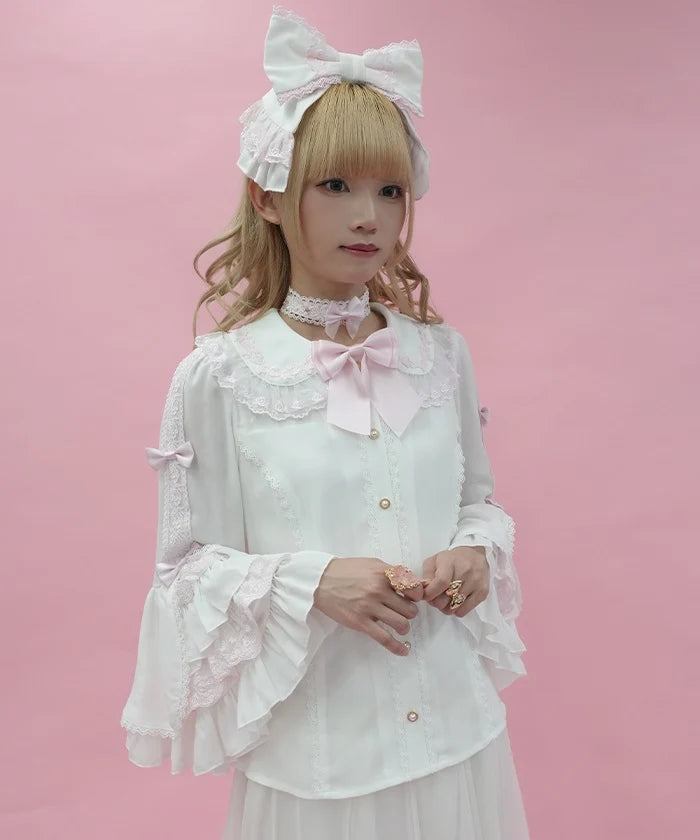 Round Collar Princess Sleeves Blouse