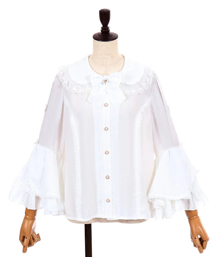 Round Collar Princess Sleeves Blouse