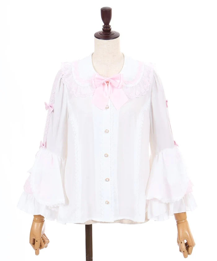 Round Collar Princess Sleeves Blouse