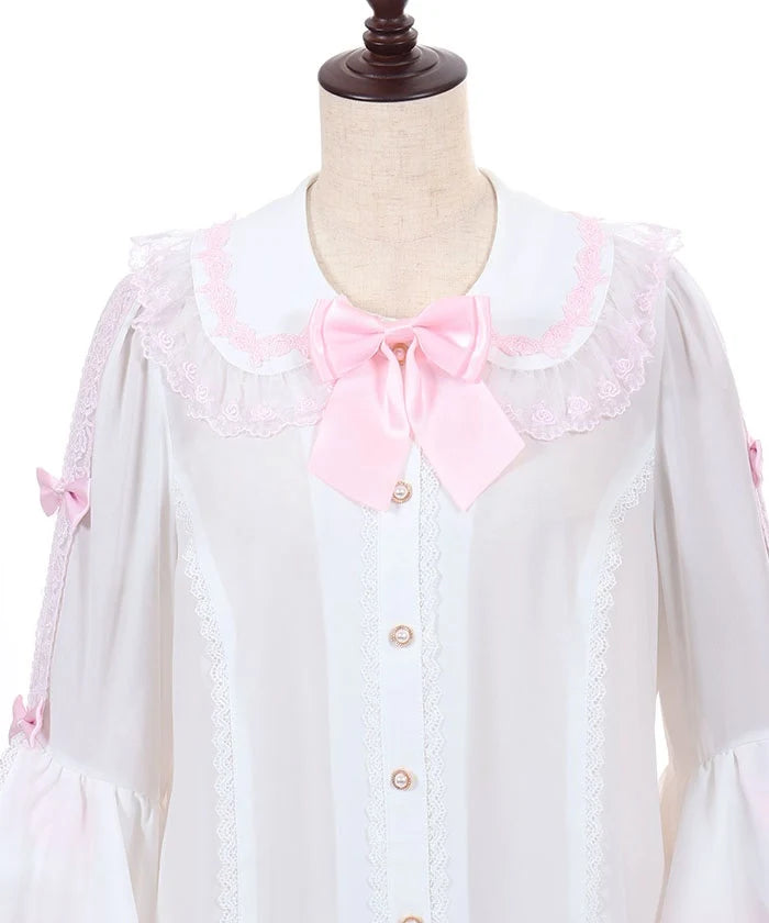 Round Collar Princess Sleeves Blouse