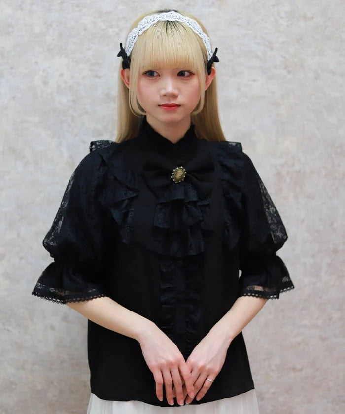 Classical Lacy Short Sleeve Blouse