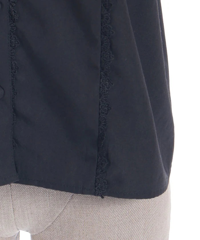 Torsion Lace Round Collar Short Sleeve Blouse