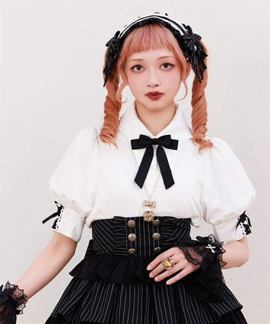 Bat Collar Short Sleeve Blouse