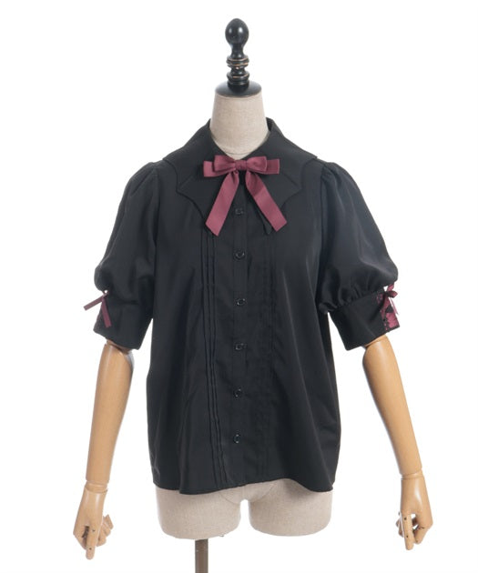 Bat Collar Short Sleeve Blouse