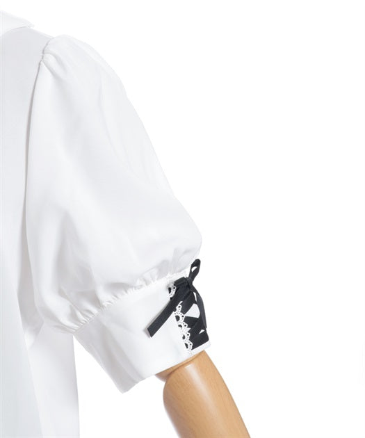 Bat Collar Short Sleeve Blouse