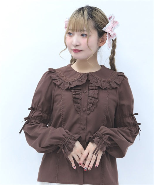 Cotton Lace Round Collar Blouse