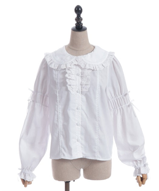 Cotton Lace Round Collar Blouse