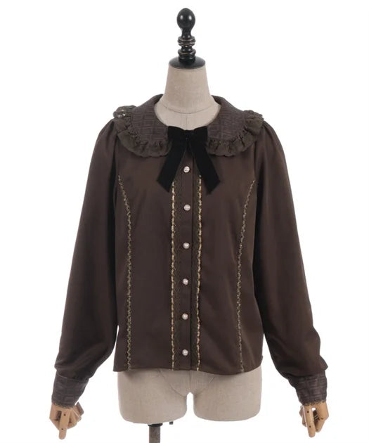 Chocolate Pattern Collar Blouse (Made to Order)