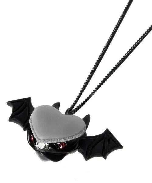 Devil Heart Black Sesame Macaron Necklace (Gray)