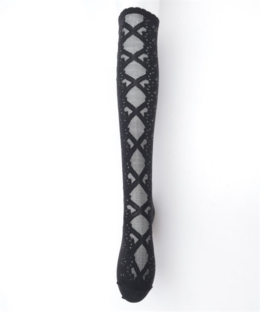 Lace-Up See-Through Over-knee Socks