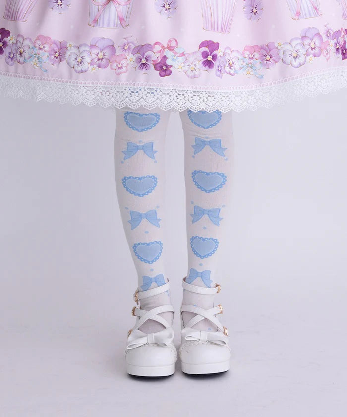 Heart Ribbon Over-the-Knee Socks