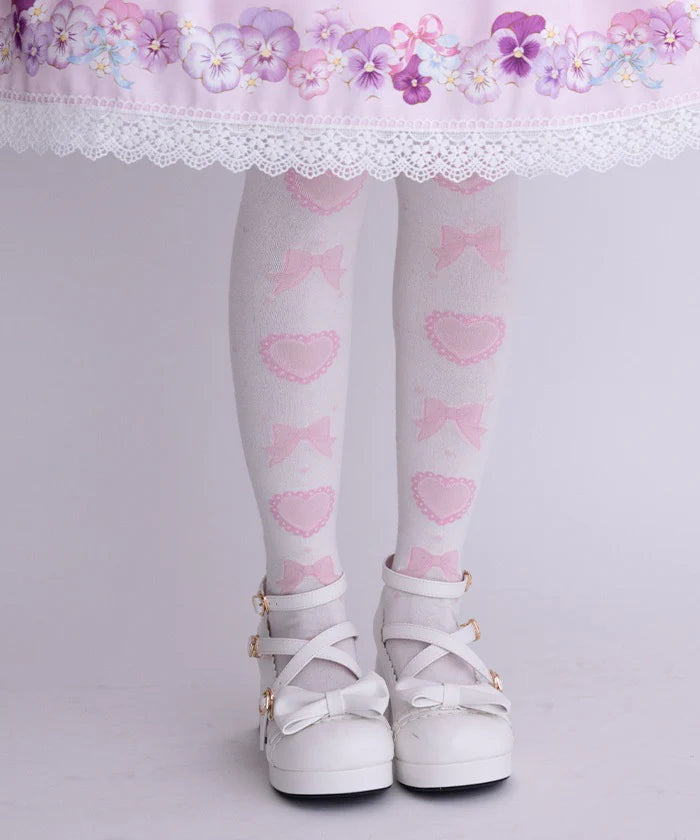 Heart Ribbon Over-the-Knee Socks