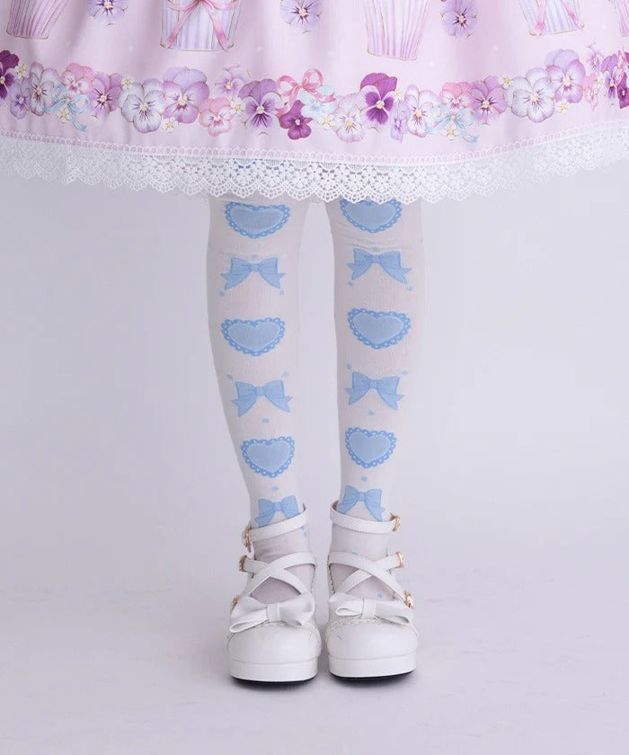 Heart Ribbon Over-the-Knee Socks