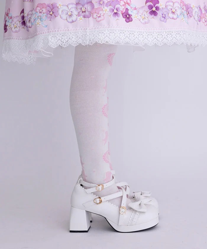 Heart Ribbon Over-the-Knee Socks