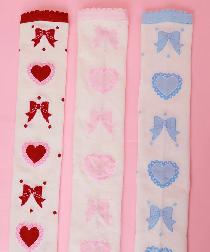 Heart Ribbon Over-the-Knee Socks