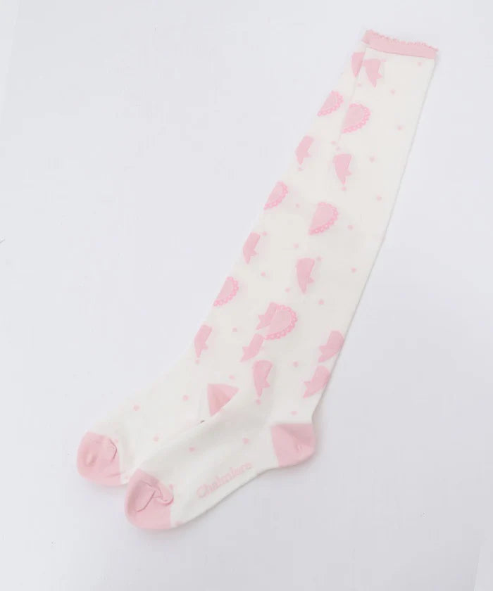 Heart Ribbon Over-the-Knee Socks
