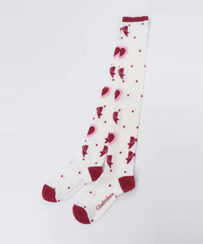 Heart Ribbon Over-the-Knee Socks