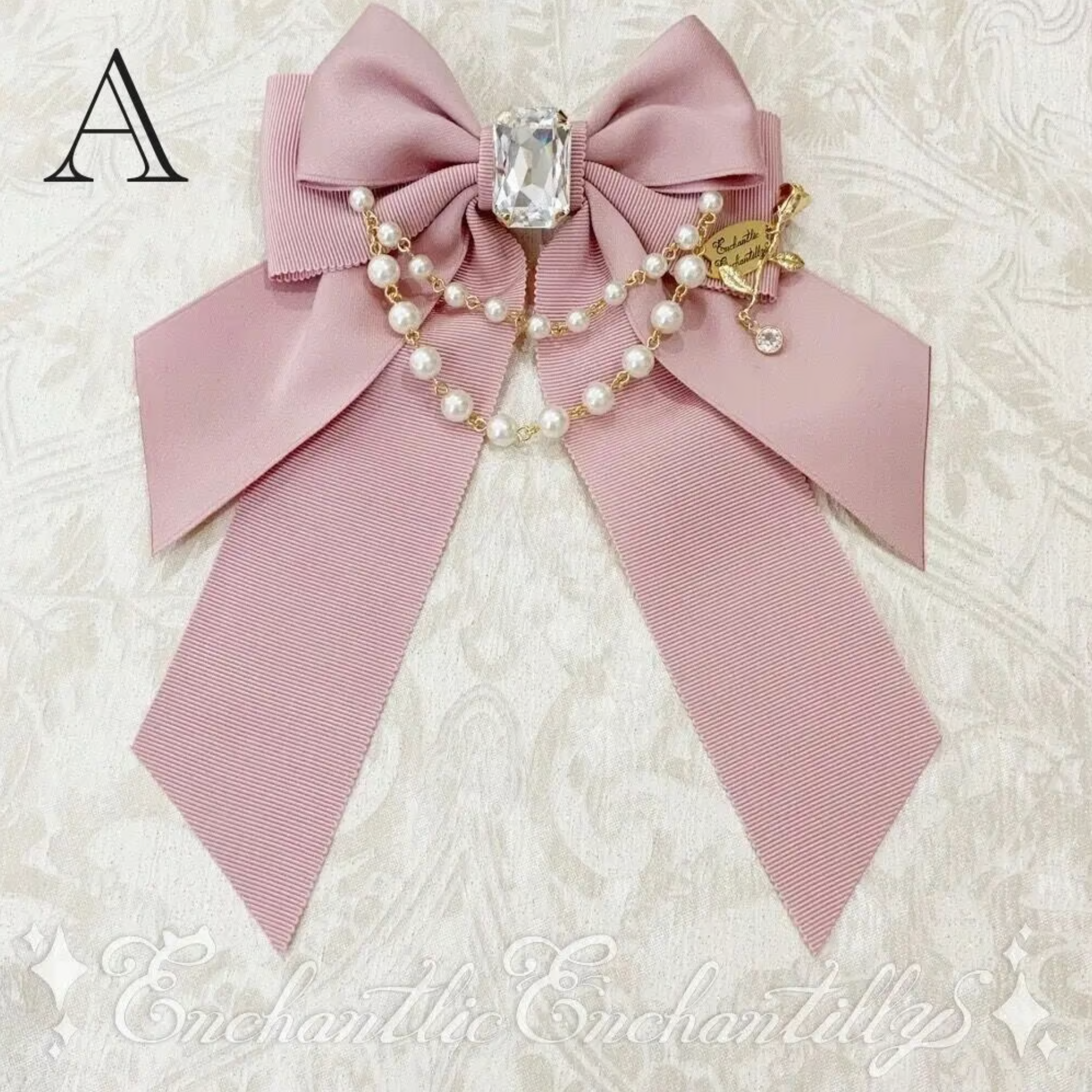 Jewelry Box Pearl Ribbon Brooch - A Rose for Me