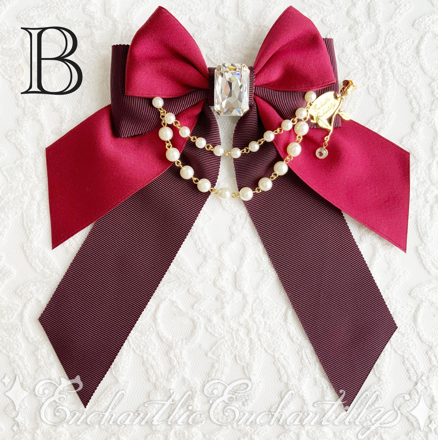 Jewelry Box Pearl Ribbon Brooch - A Rose for Me