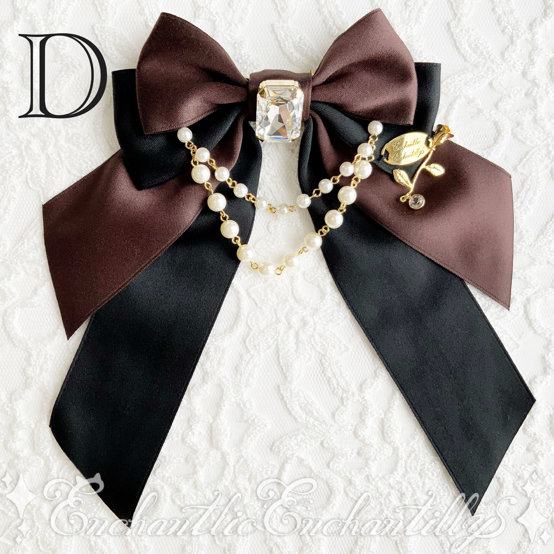 Jewelry Box Pearl Ribbon Brooch - A Rose for Me