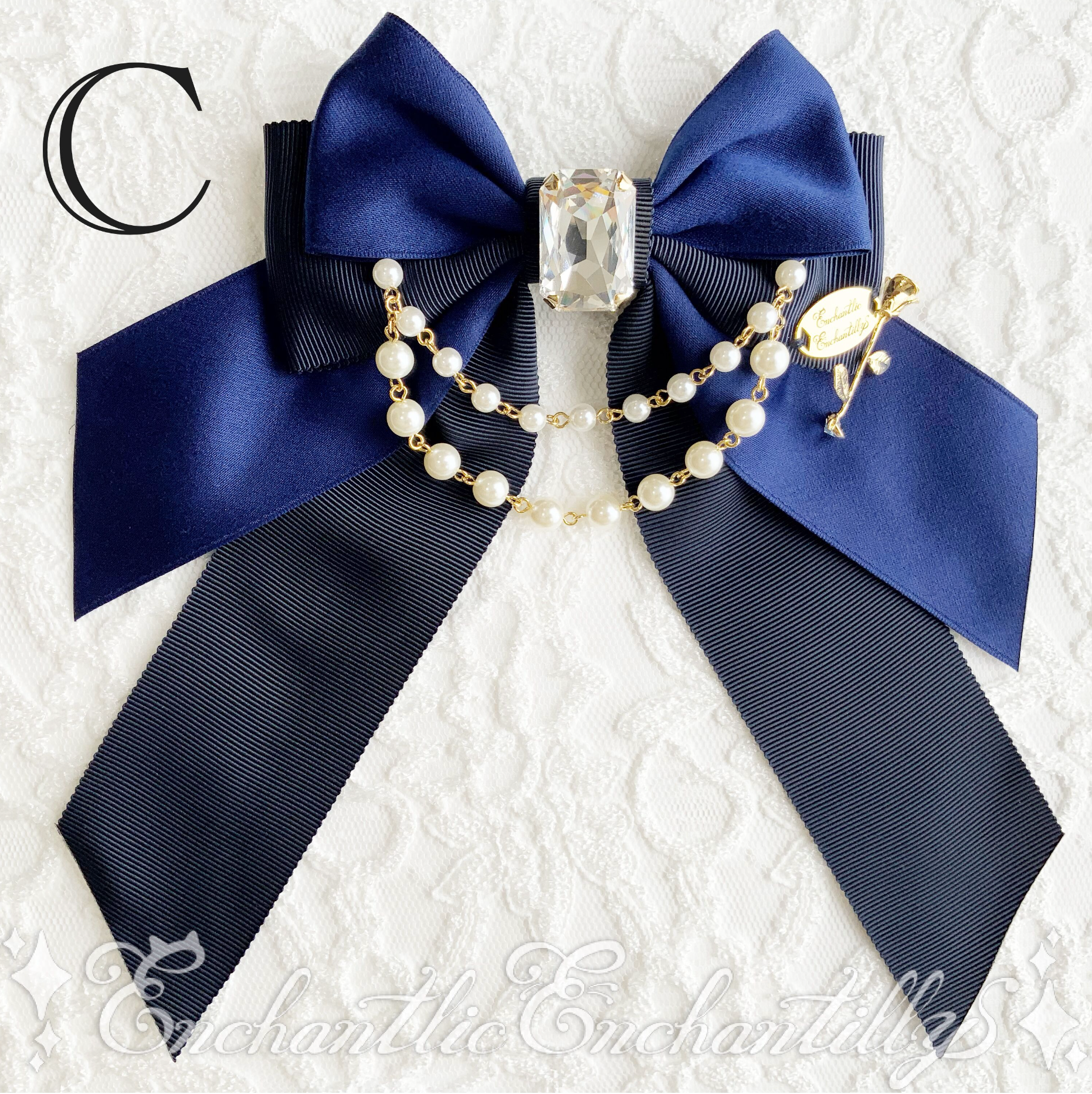 Jewelry Box Pearl Ribbon Brooch - A Rose for Me