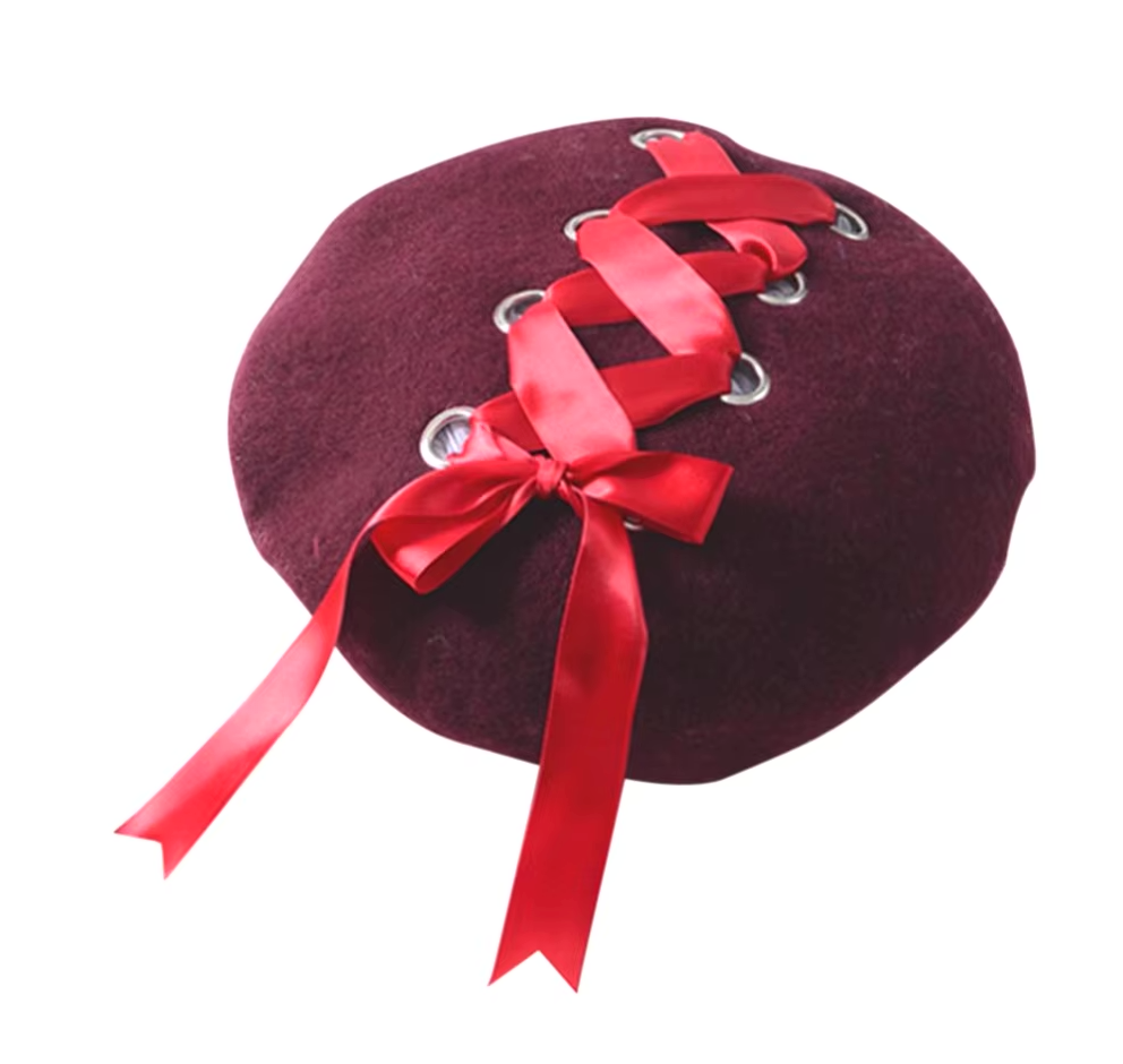 Ribbon Cross Satin Beret