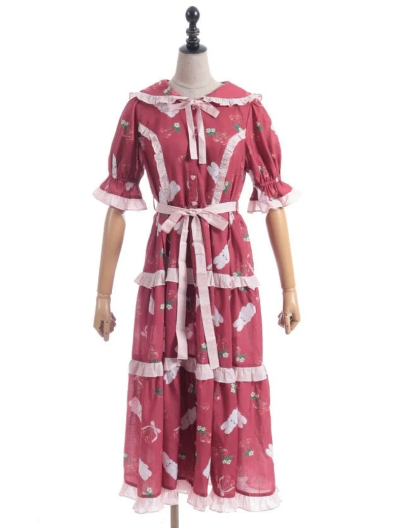 Cherry Bunny Pattern Dress